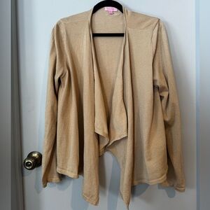 Lilly Pulitzer Gold Metallic Open Front Cardigan XL